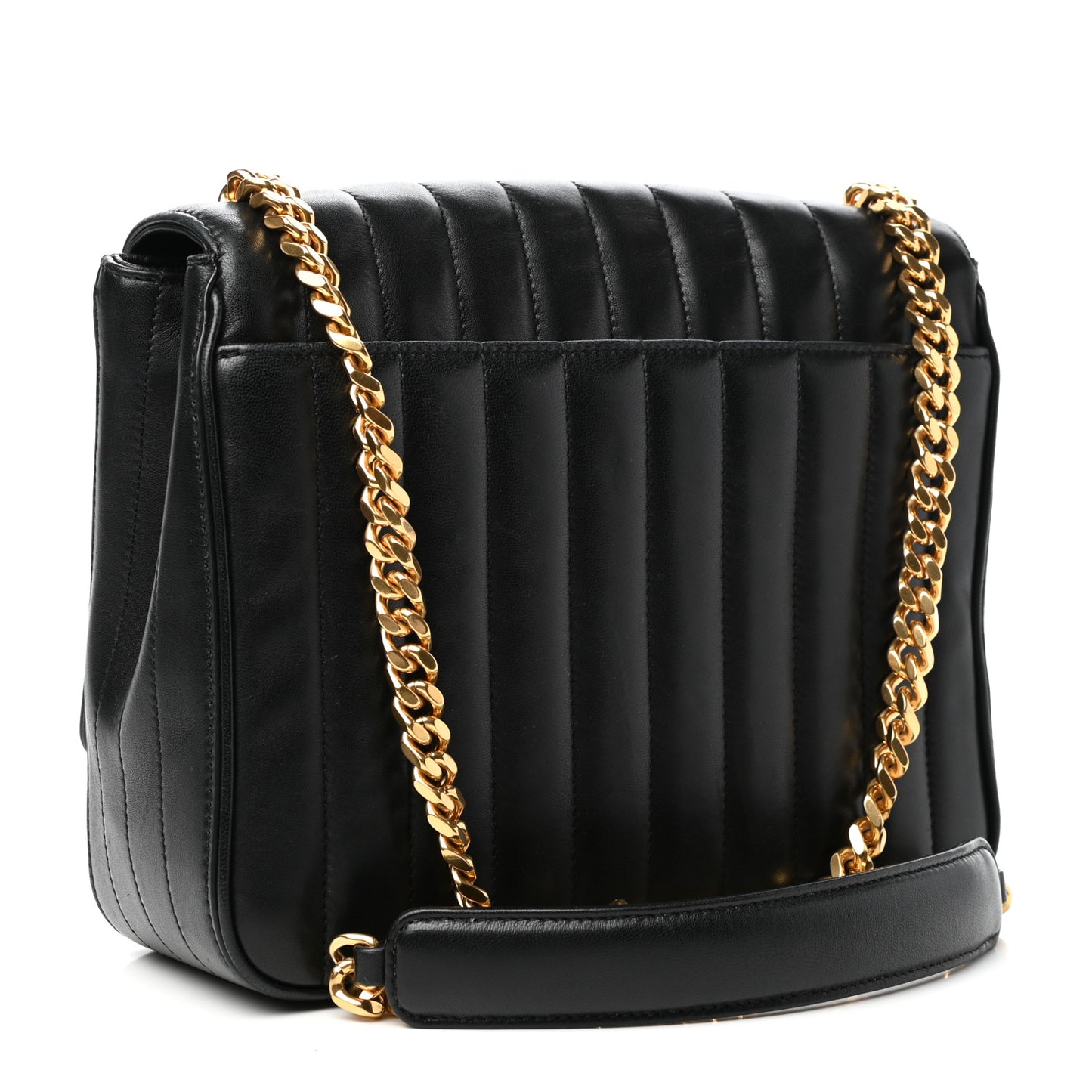 Lambskin Matelasse Monogram Large Vicky Chain Bag Black