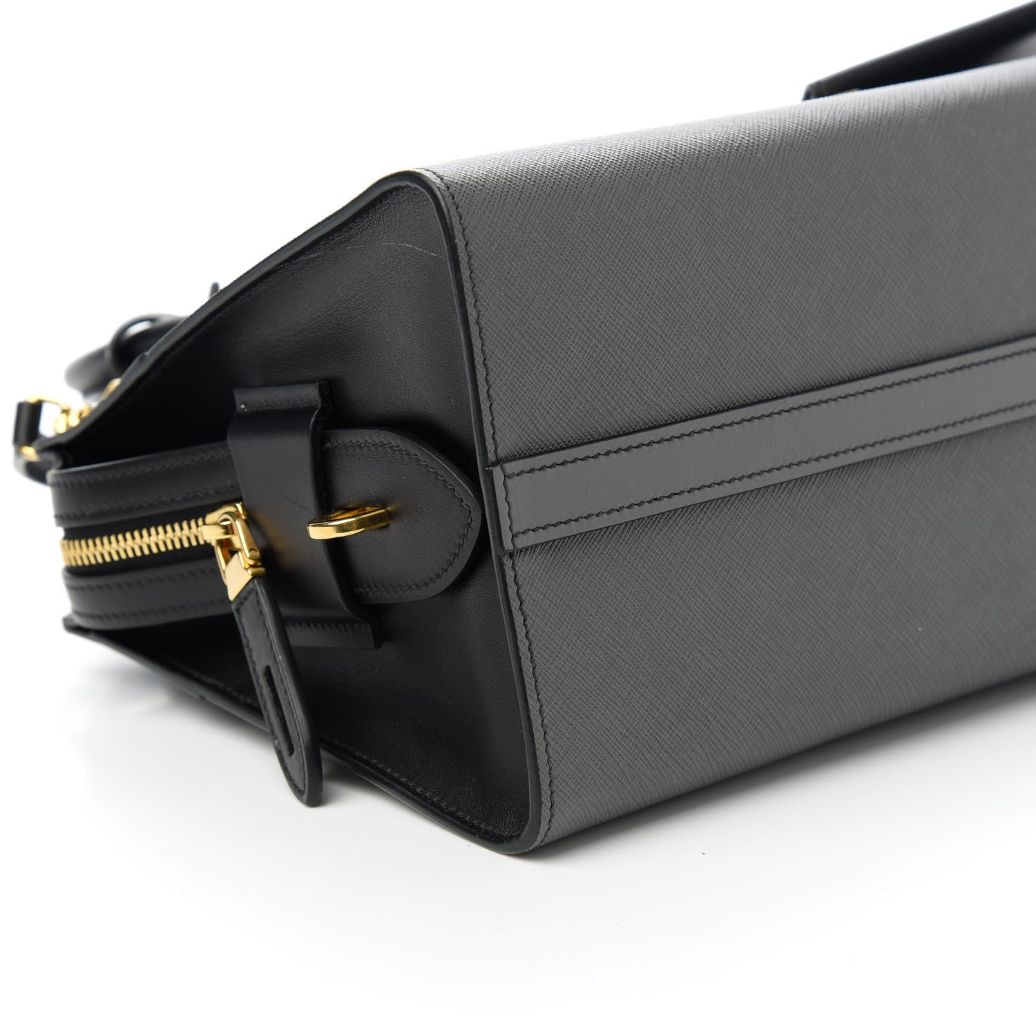 Prada Saffiano City Calfskin Small Esplanade Tote Mercurio Black 6 of 9