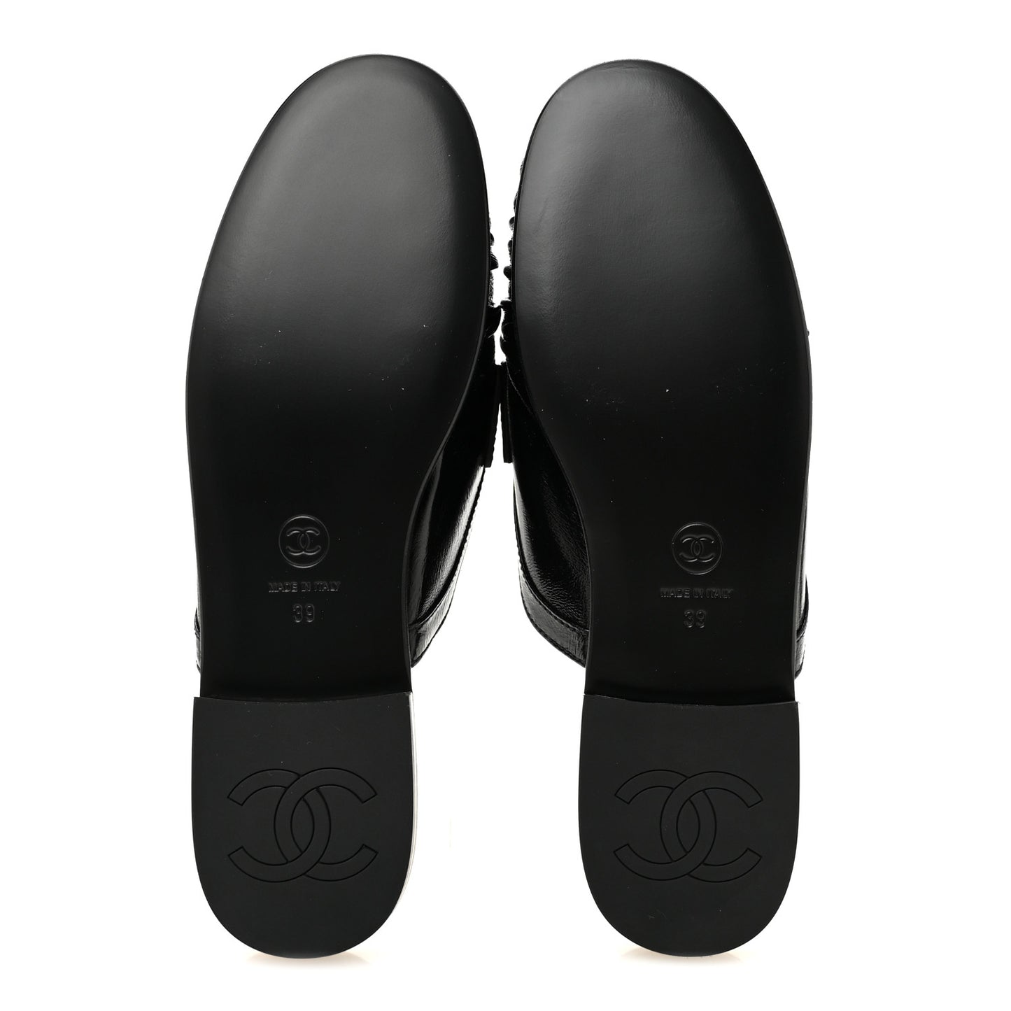Shiny Crumpled Lambskin CC Mules 39 Black