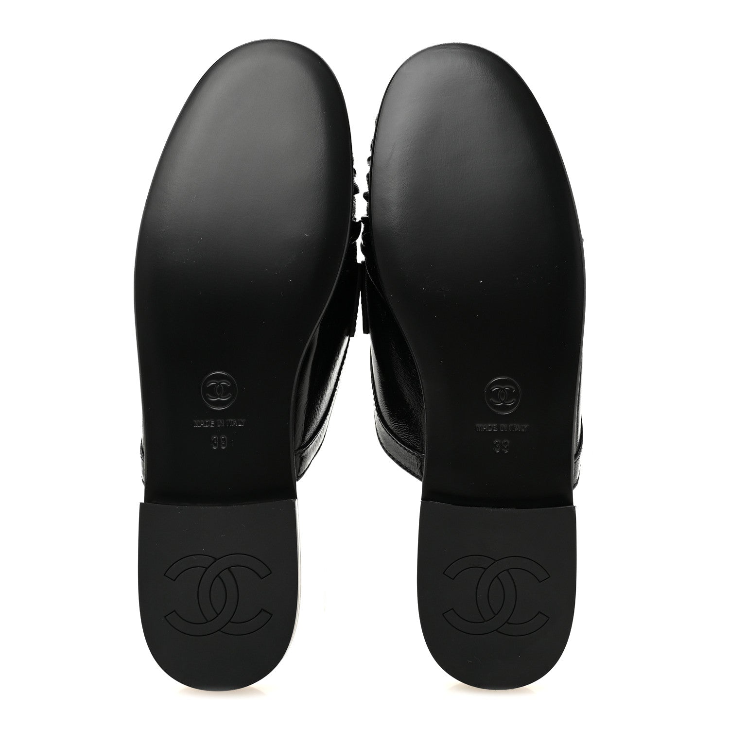 Chanel Shiny Crumpled Lambskin CC Mules 39 Black 6 of 10