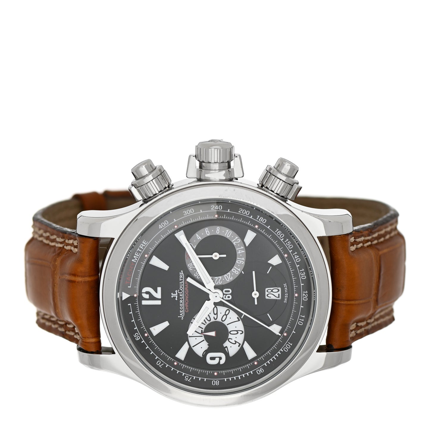 Stainless Steel Alligator 41.5mm Master Compressor Chronograph Automatic Watch Black 146.8.25