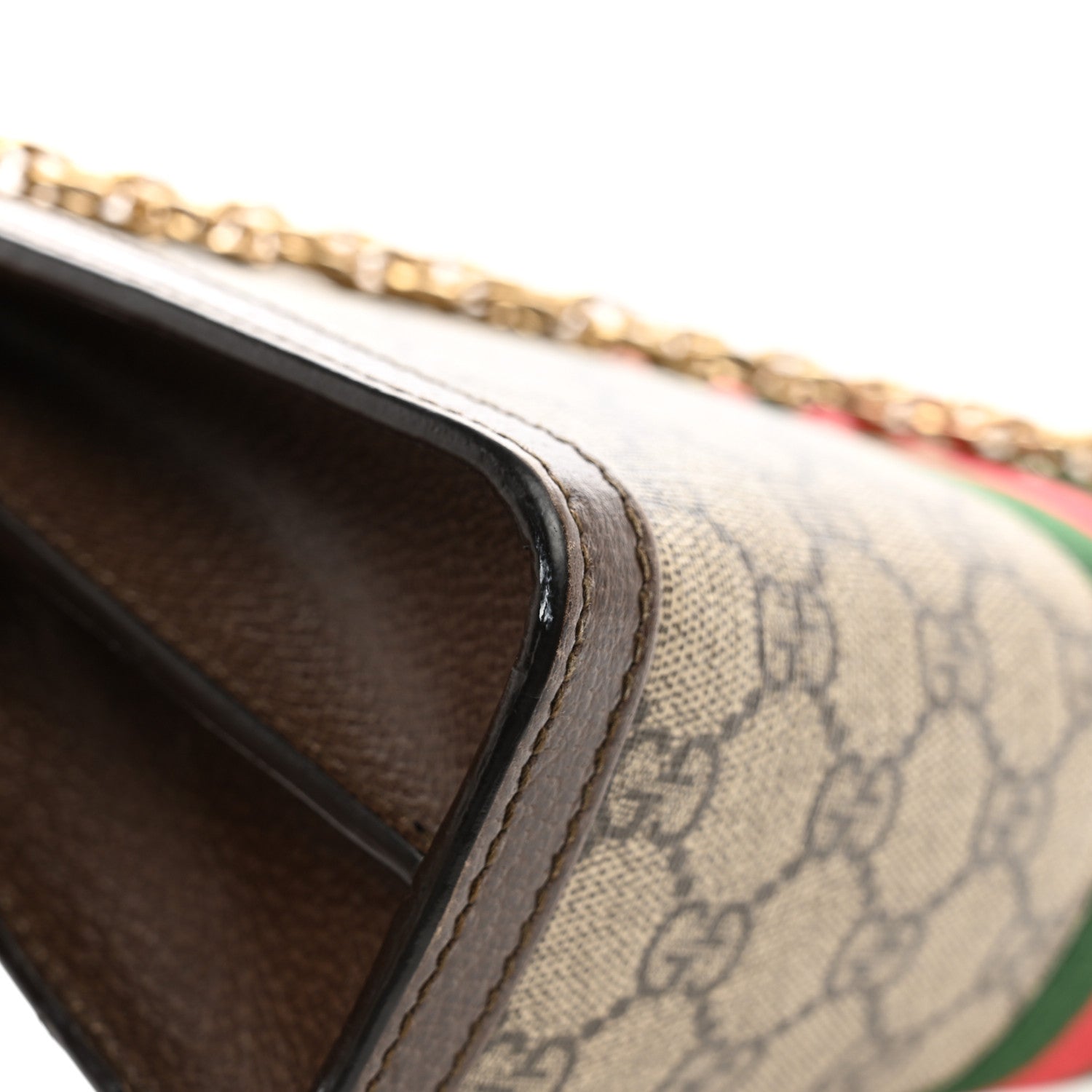 Gucci GG Supreme Monogram Web Small Ophidia Chain Shoulder Bag Brown 12 of 14