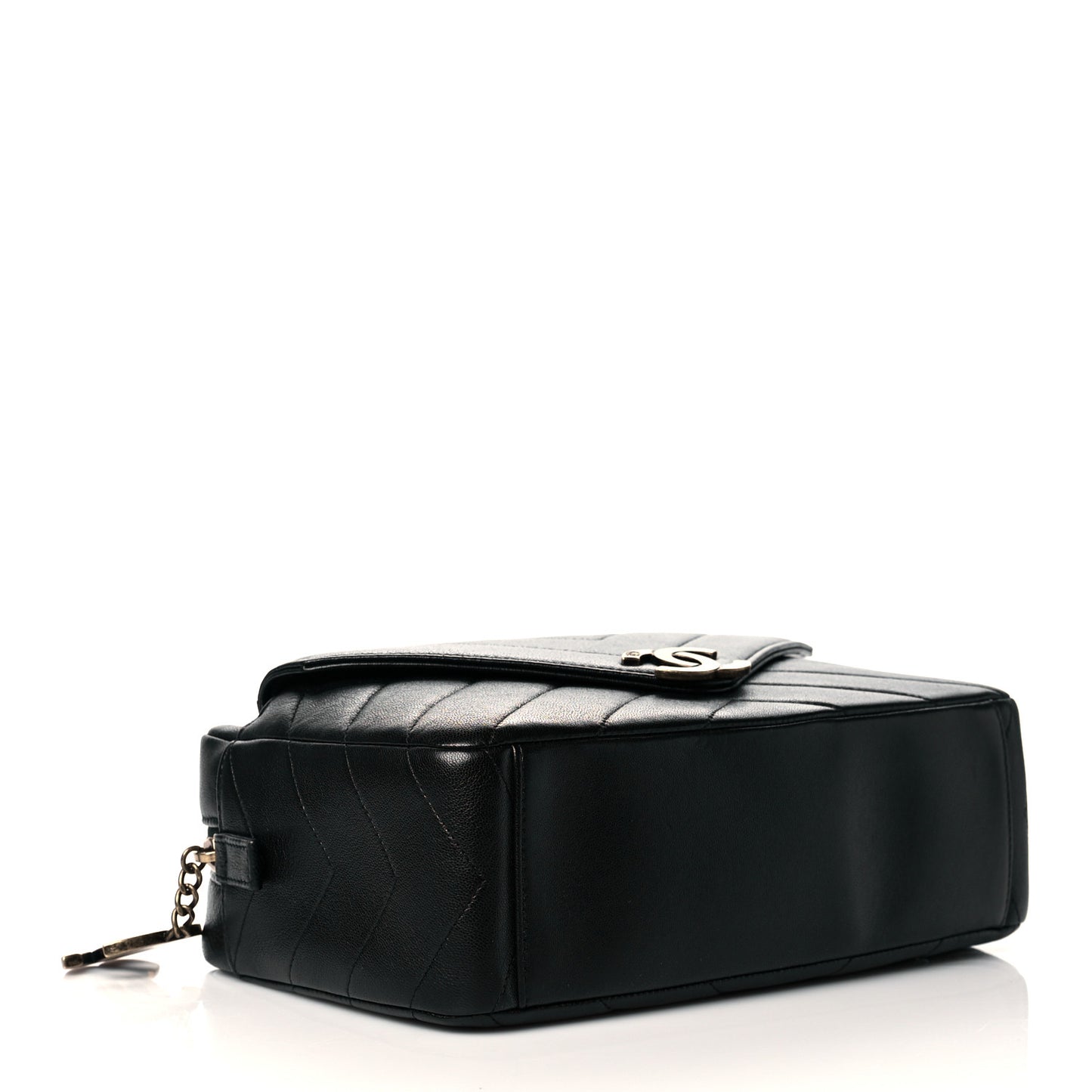 Lambskin Chevron Large Camera Case Black