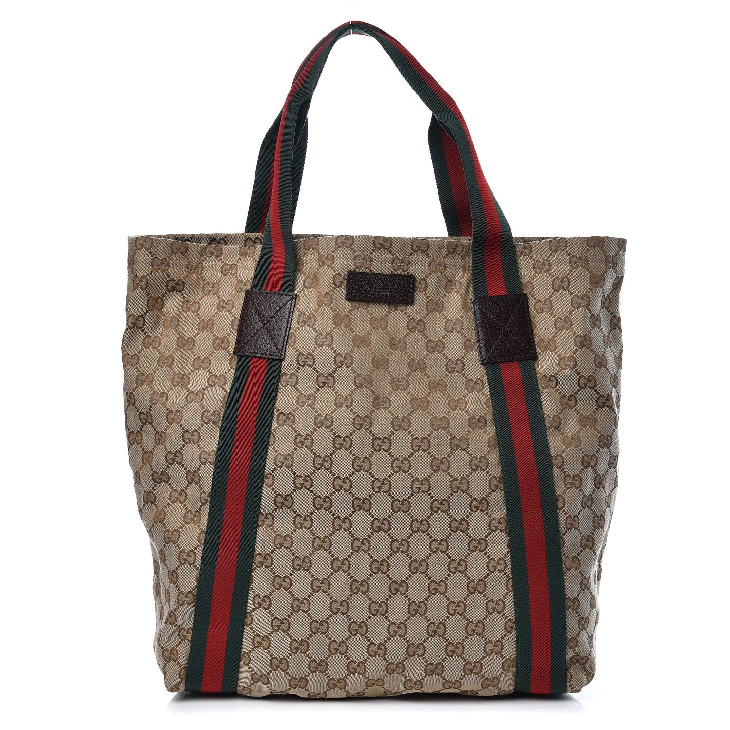 Gucci GG Monogram Medium Web Handle Vertical Tote Dark Brown 1 of 10