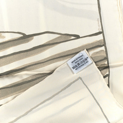 Hermes Silk Libre Comme Pegase Scarf 90 White Argile Kaki 3 of 3