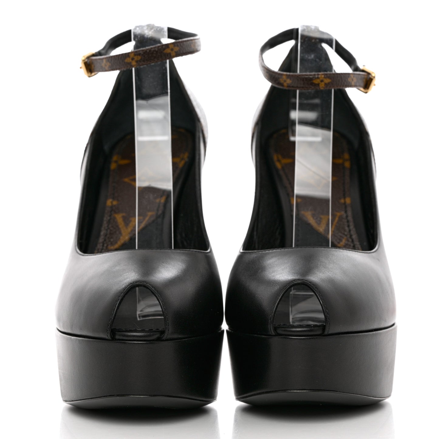 Calfskin Monogram Afterglow Platform Pumps 40 Black