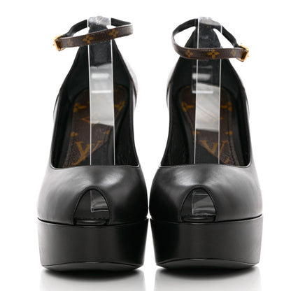 Louis Vuitton Calfskin Monogram Afterglow Platform Pumps 40 Black 2 of 9