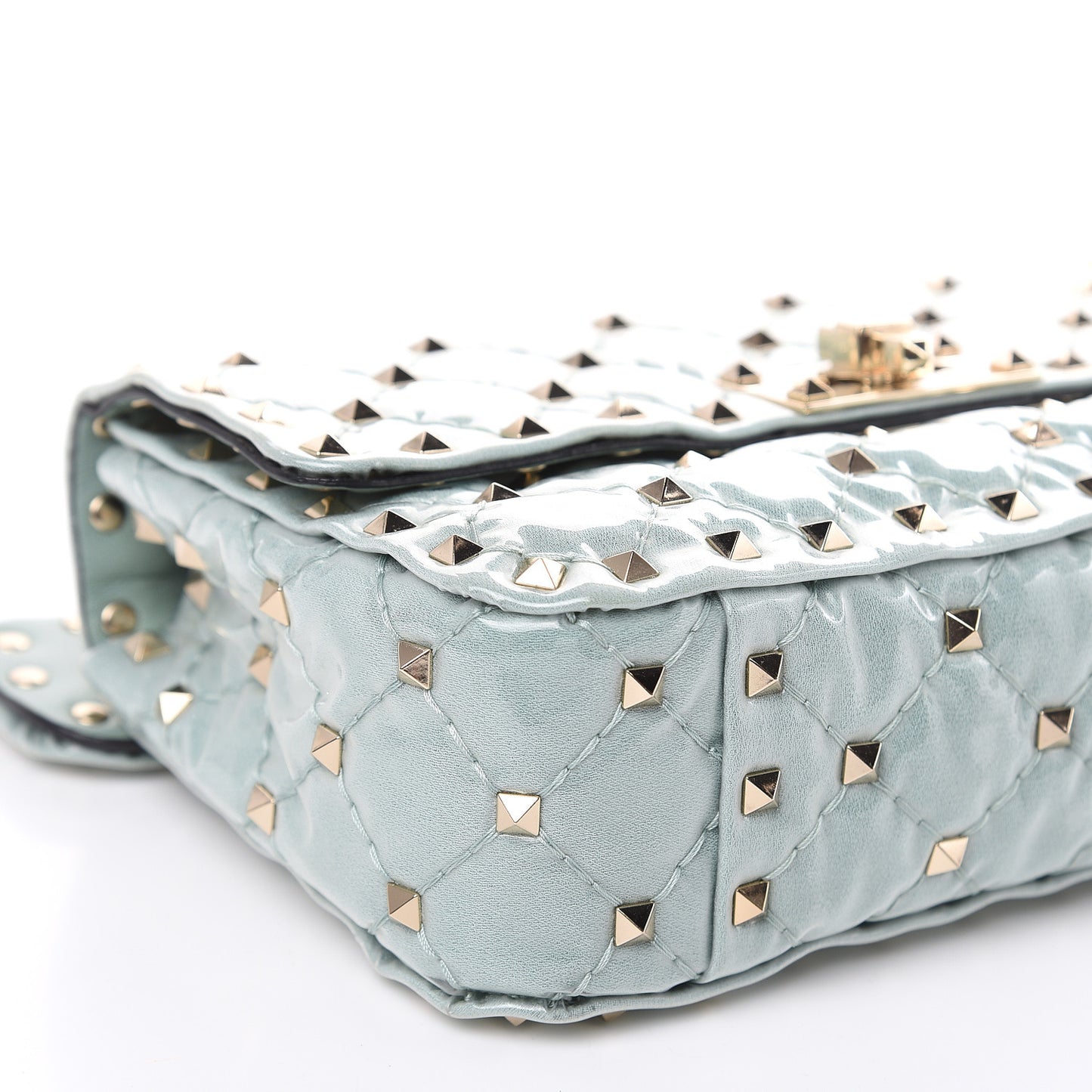 Patent Small Rockstud Spike Shoulder Bag Nube