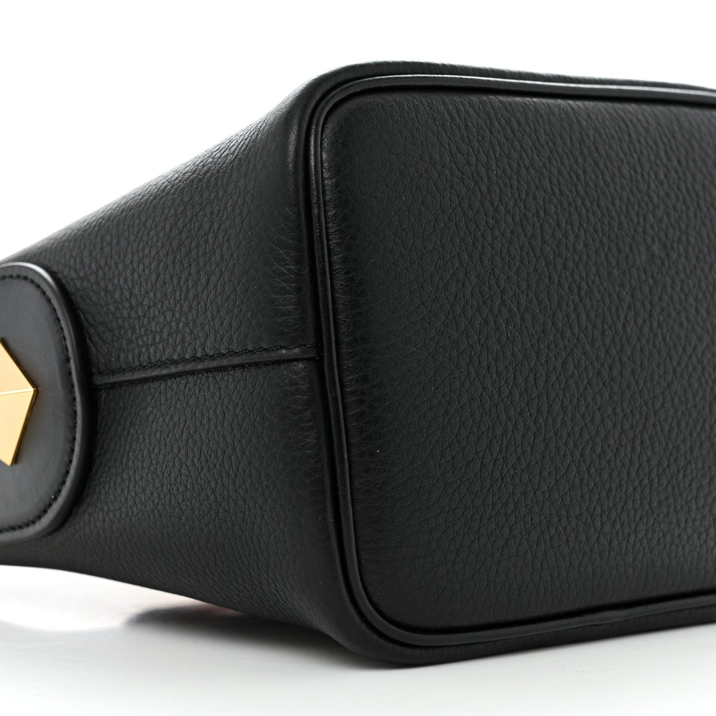 Grained Calfskin Mini Carasky Bucket Bag Black