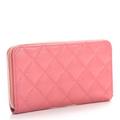 Chanel Iridescent Caviar Quilted Medium Zip Around Wallet Pink 2 of 4