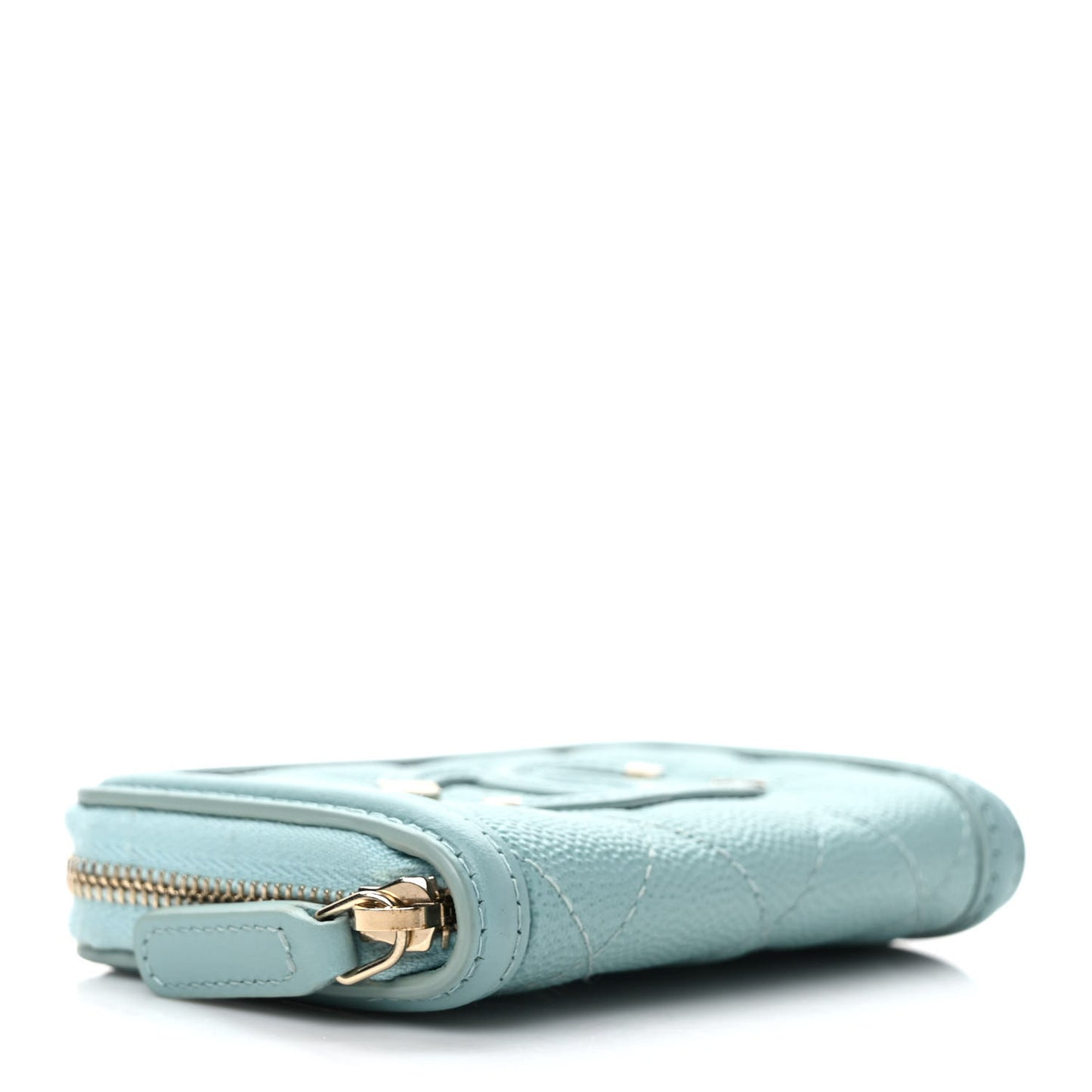 Caviar Quilted Filigree Coin Purse Light Blue