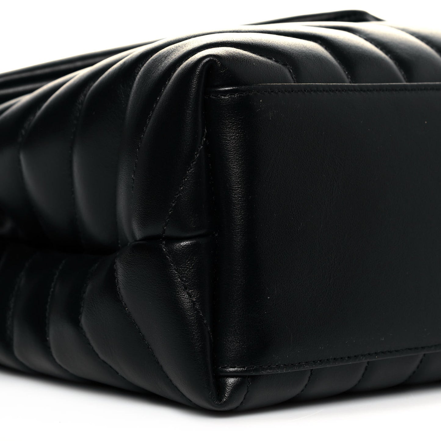 Calfskin Y Quilted Monogram Medium Loulou Chain Satchel Black