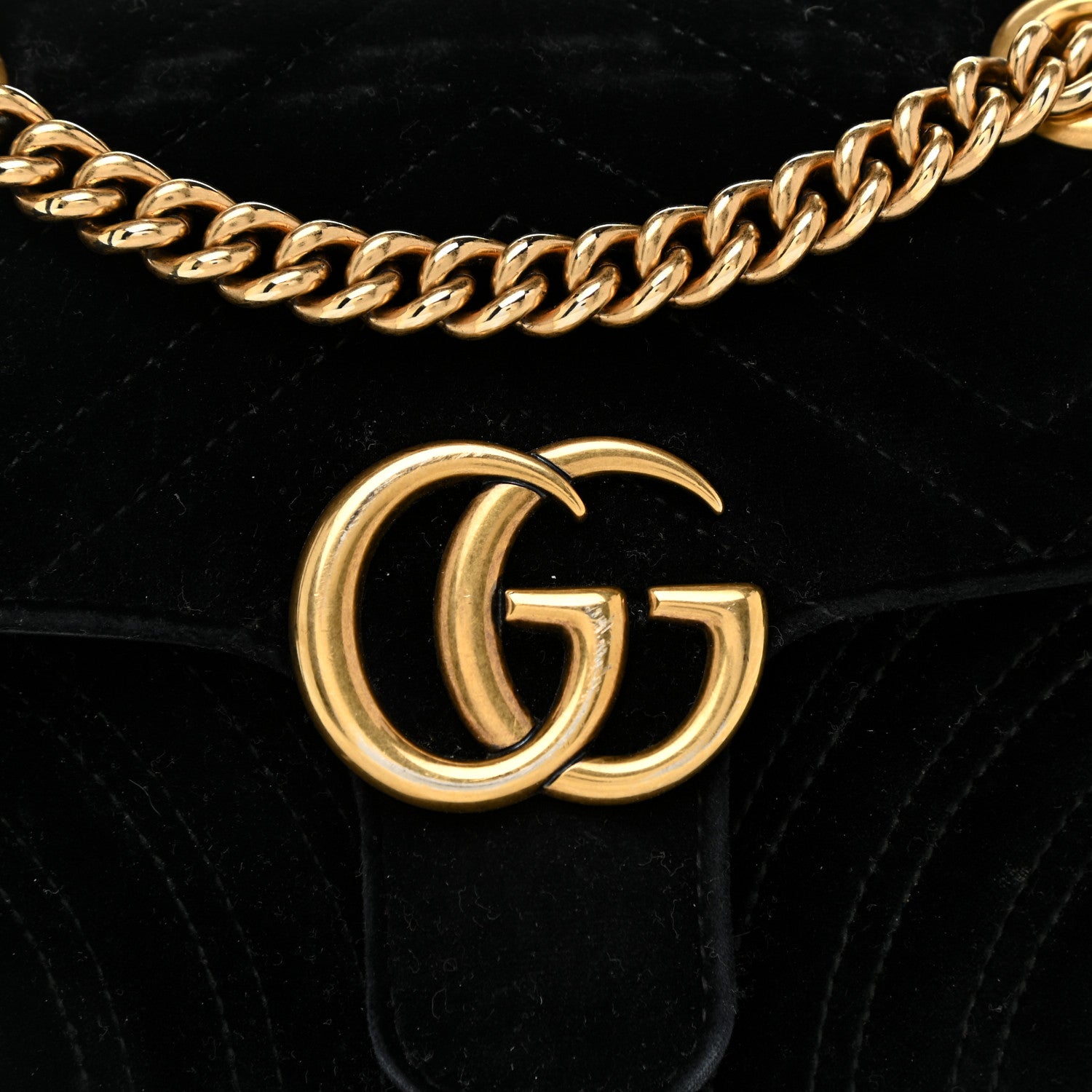 Gucci Velvet Matelasse Mini GG Marmont Shoulder Bag Black 7 of 15