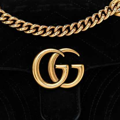 Gucci Velvet Matelasse Mini GG Marmont Shoulder Bag Black 7 of 15