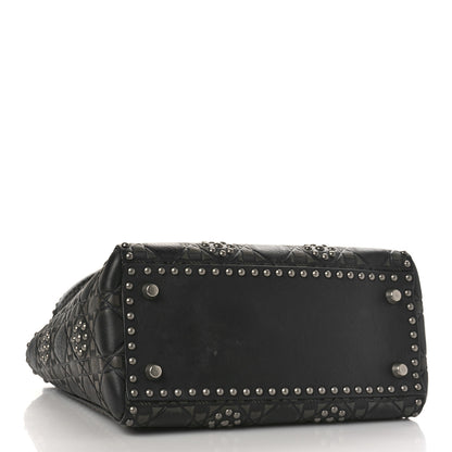Christian Dior Calfskin Studded Flower Medium Lady Dior Black 4 of 8
