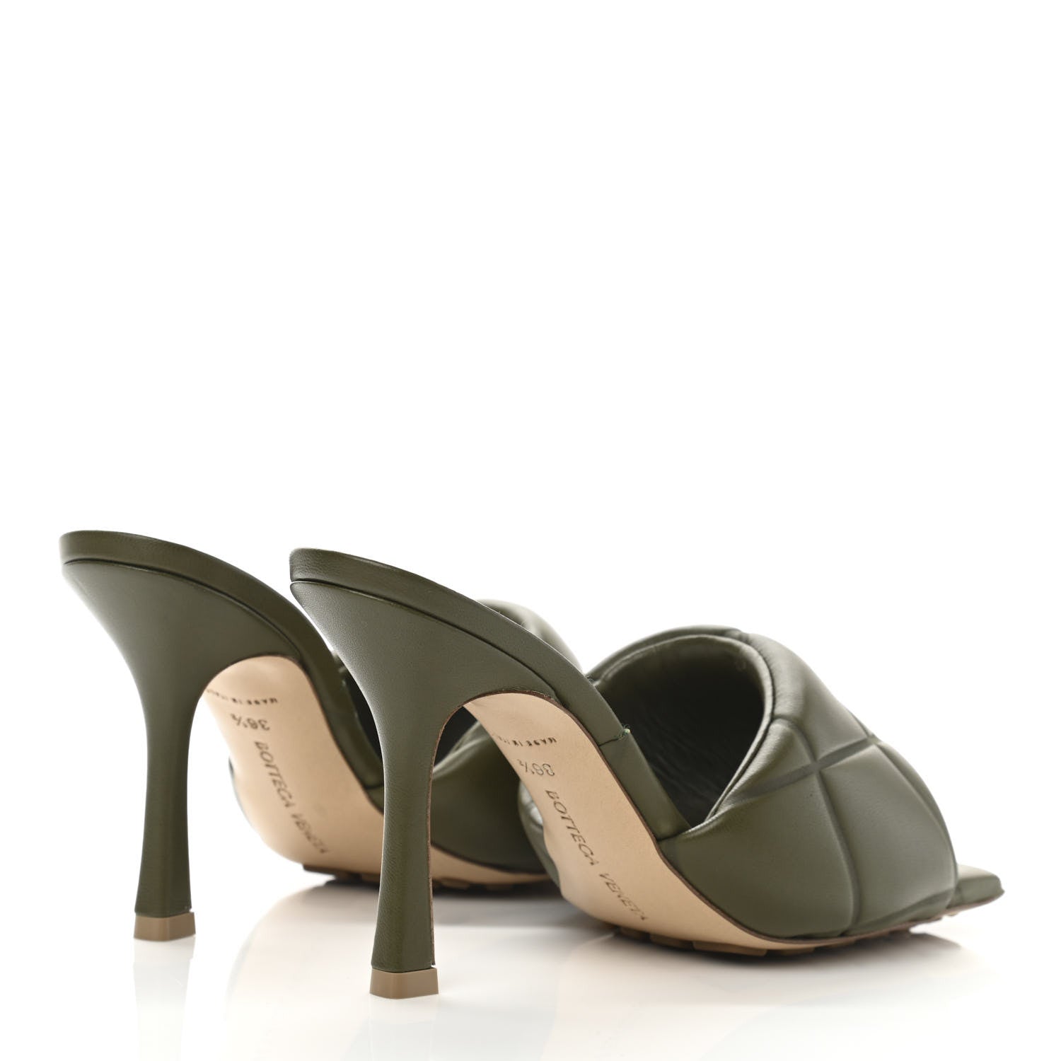 Bottega Veneta Nappa Quilted Rubber Lido Mule Sandals 36.5 Khaki 4 of 9