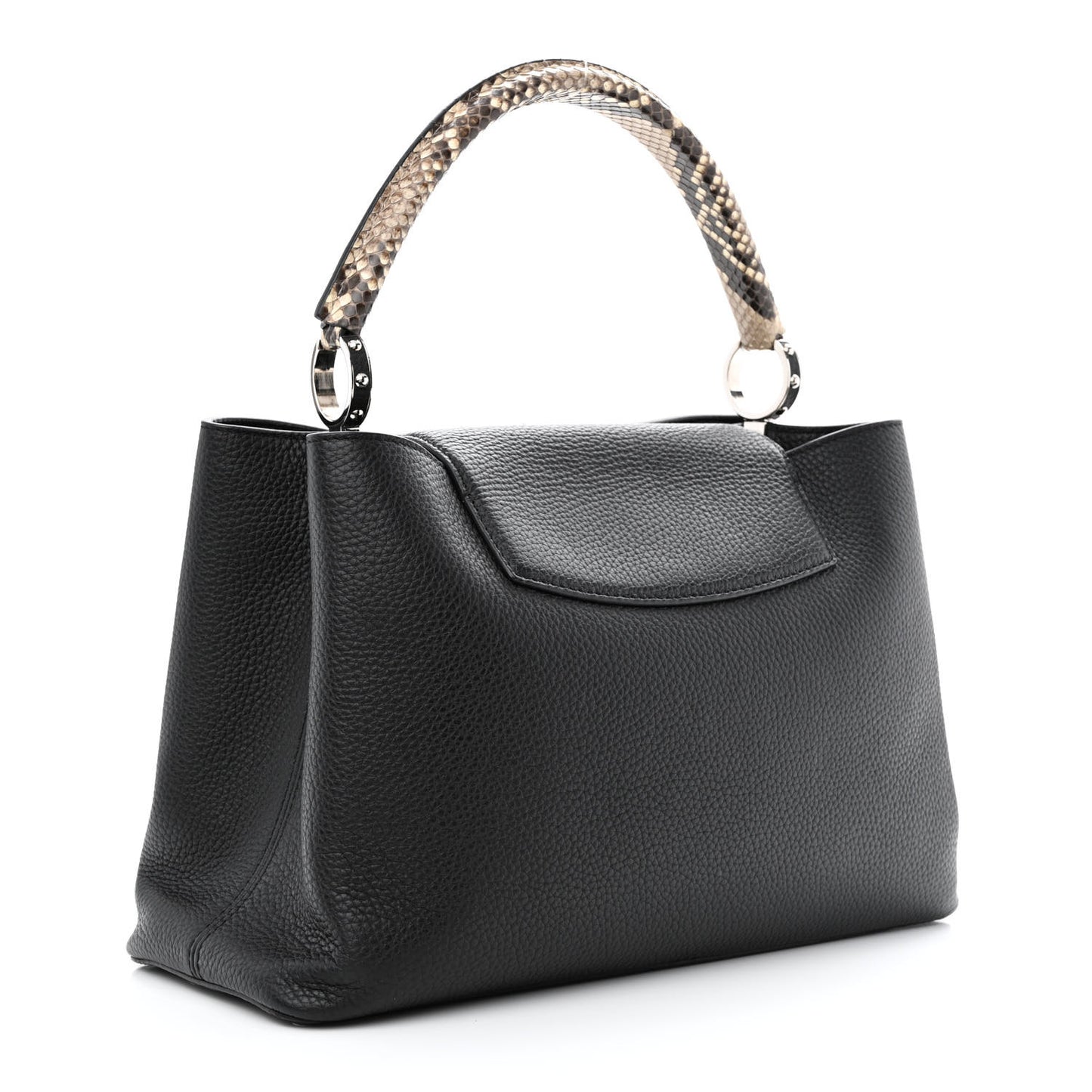 Taurillon Snakeskin Capucines MM Black