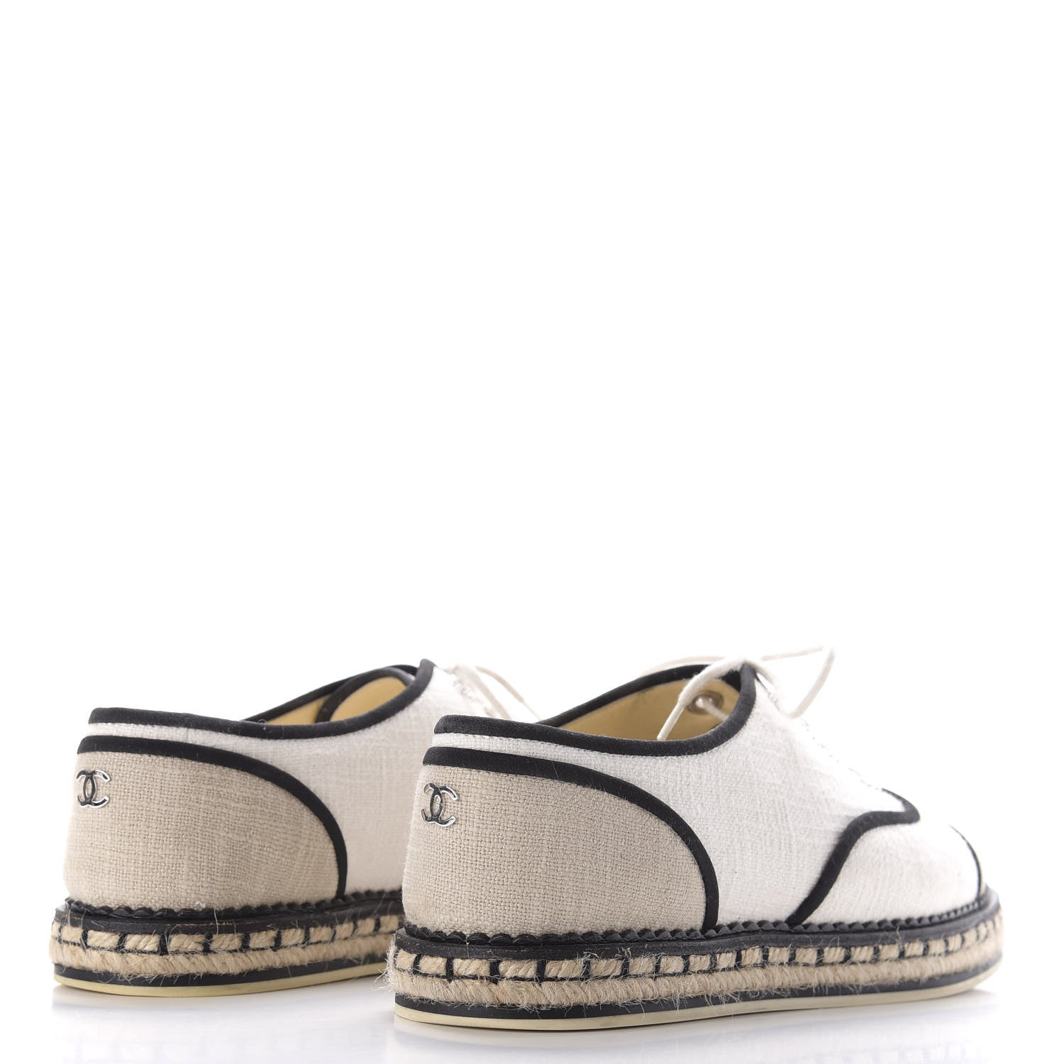 Chanel Cotton Lace Up Espadrilles 39 Light Beige 4 of 11