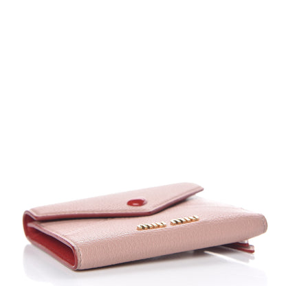 Miu Miu Goatskin Madras Love Compact Wallet Orchidea 4 of 8