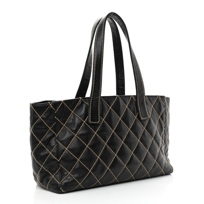 Chanel Calfskin Contrast Stitch Surpique Tote Black 3 of 13