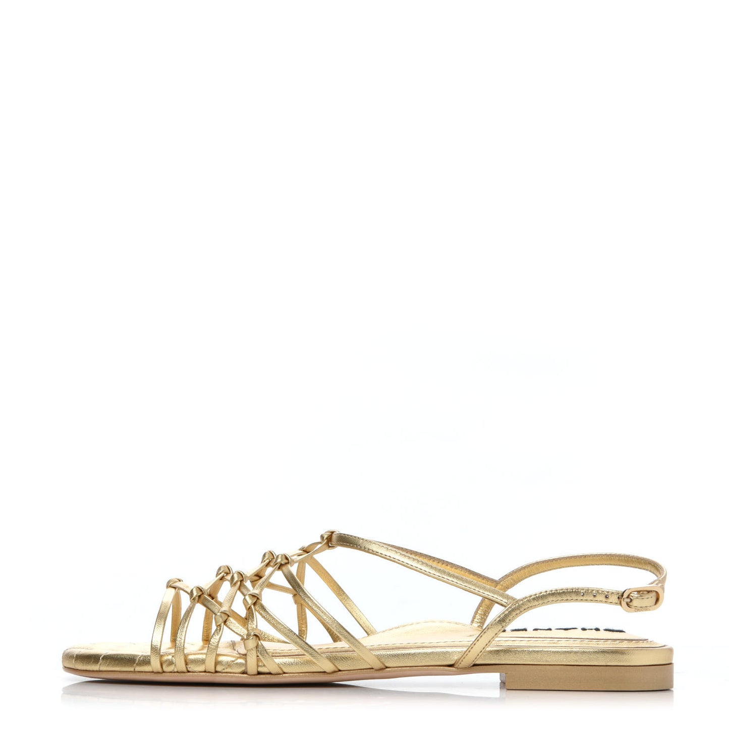 Laminated Lambskin CC Sandals 39.5 Gold