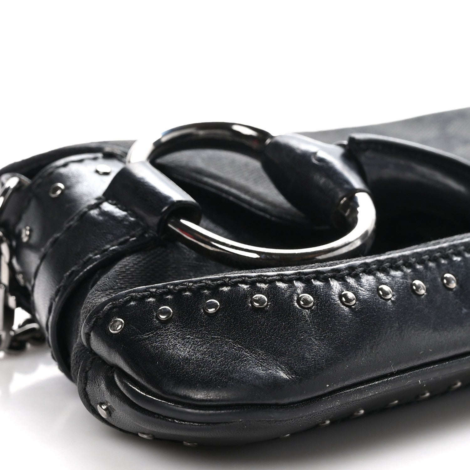 Gucci Monogram Studded Horsebit Clutch Black 8 of 9