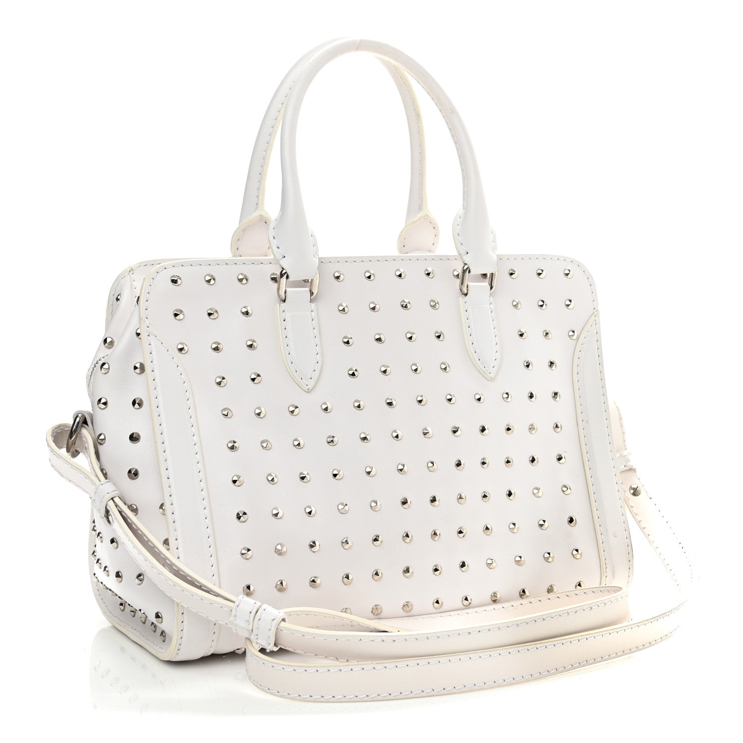 Alexander McQueen Calfskin Studded Padlock Tote White 3 of 14