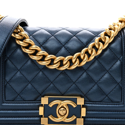 Chanel Metallic Calfskin Quilted Small Boy Flap Blue 5 of 10