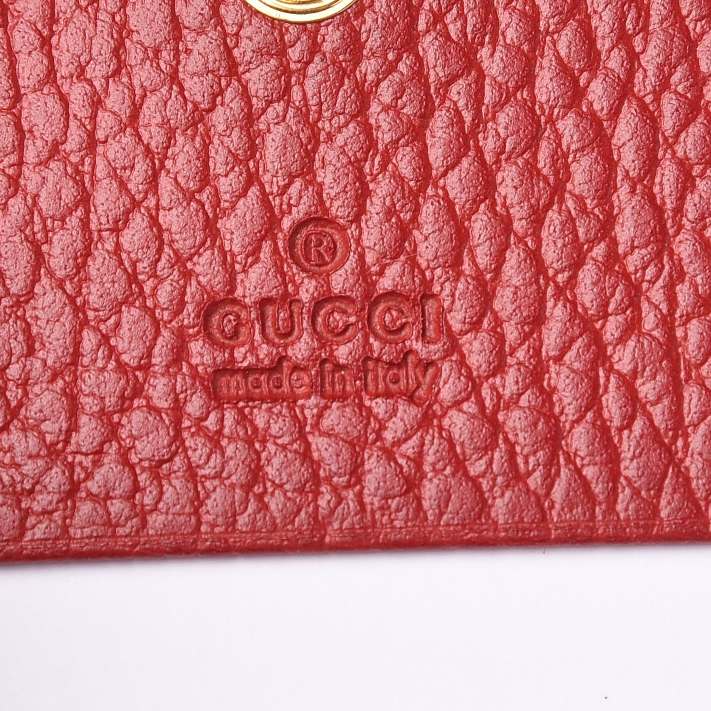 Pebbled Calfskin GG Marmont Card Case Hibiscus Red
