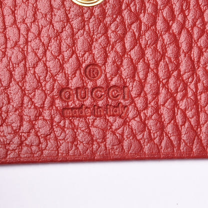 Gucci Pebbled Calfskin GG Marmont Card Case Hibiscus Red 6 of 7