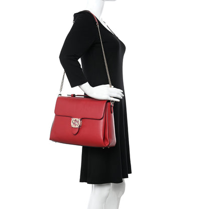 Gucci Dollar Calfskin Medium Interlocking G Top Handle Shoulder Bag Red 2 of 11