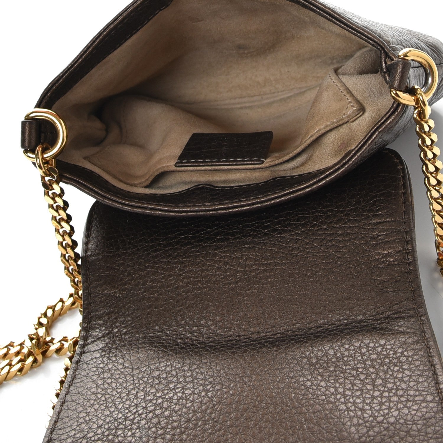 Gucci Metallic Pebbled Calfskin Small 1973 Chain Shoulder Bag Winter Leaf 6 of 13