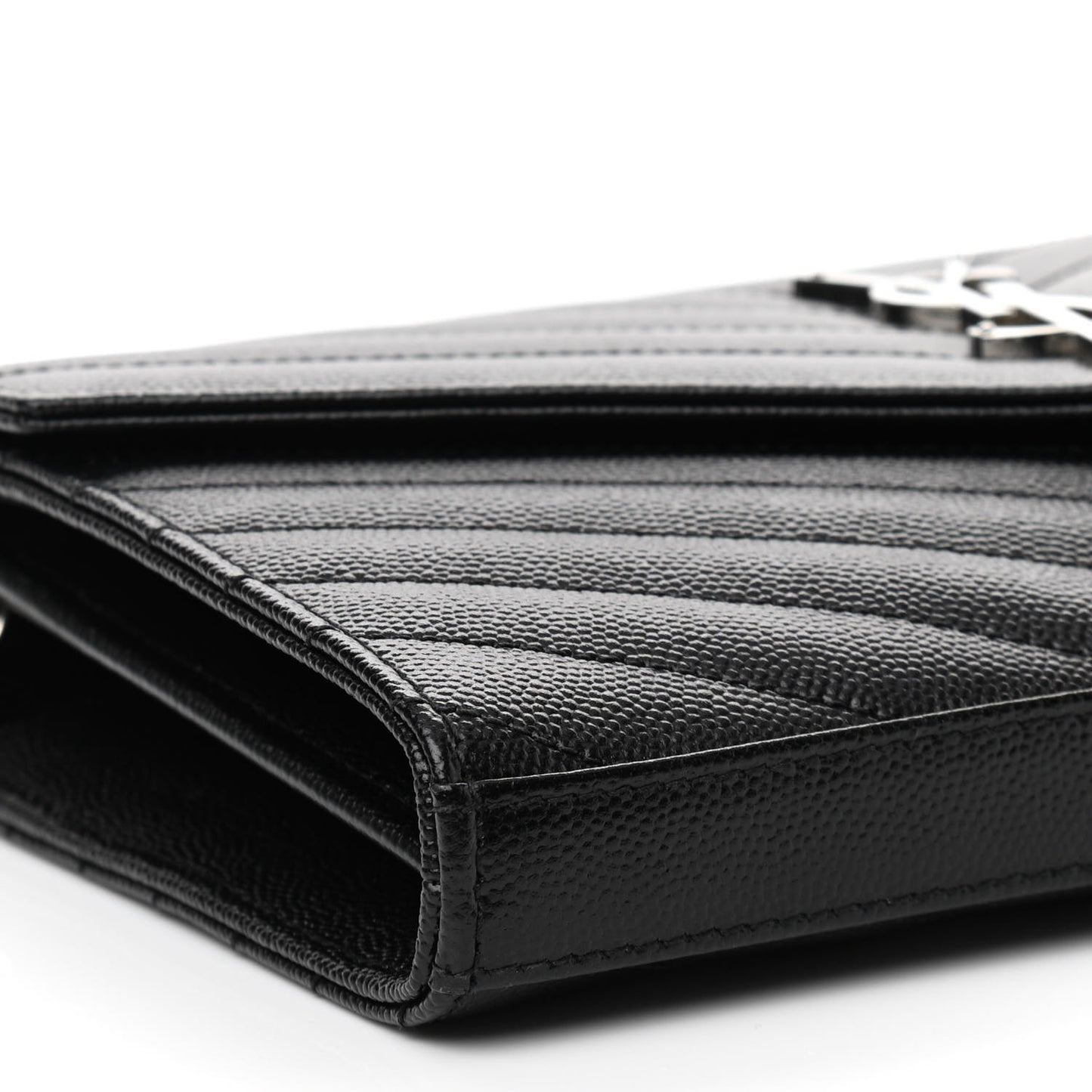 Grain De Poudre Matelasse Chevron Monogram Chain Wallet Black
