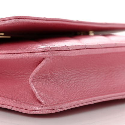 Chanel Cloudy Pearly Goatskin Quilted Wallet On Chain WOC Light Pink 10 of 11
