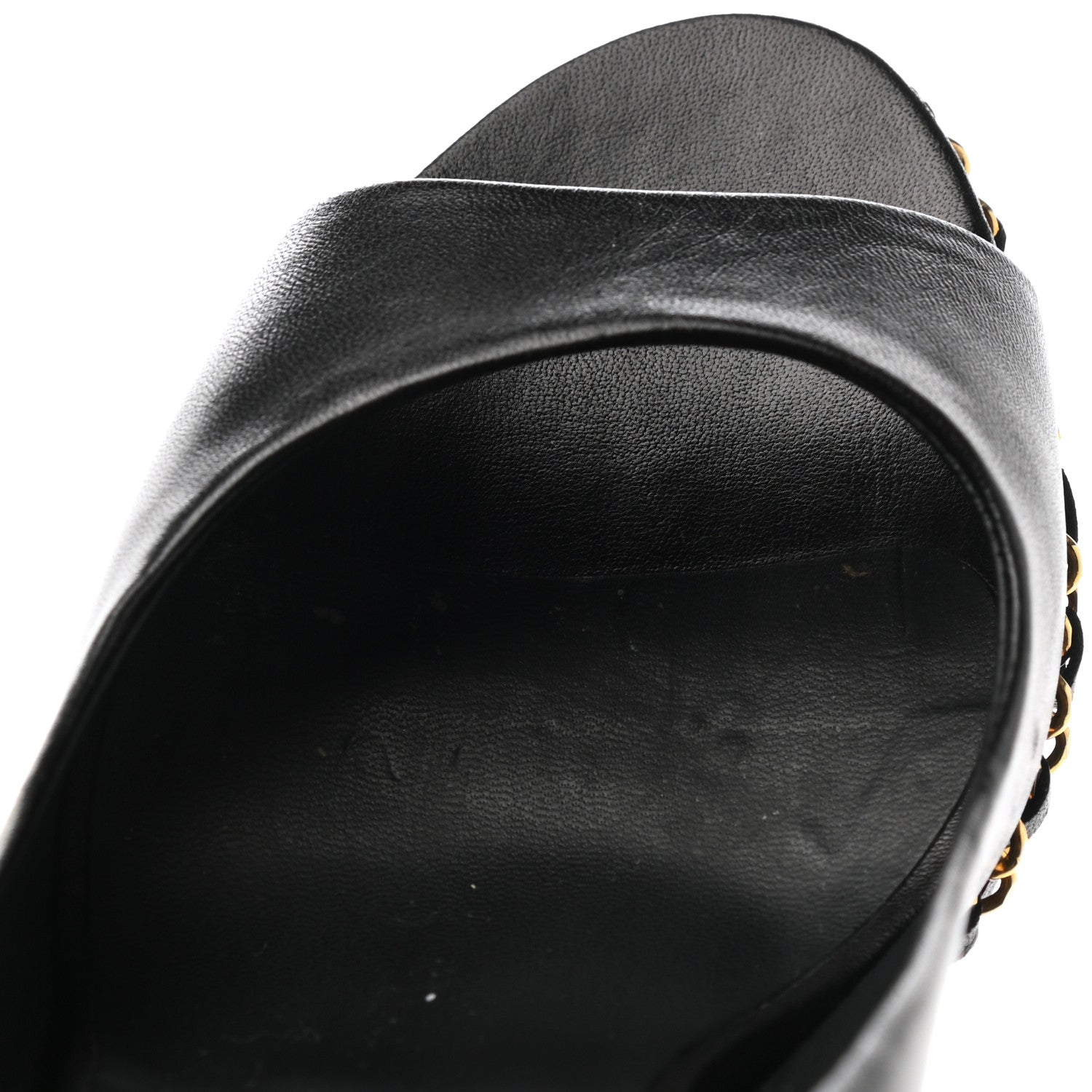 Chanel Calfskin Chain Peep Toe Wedge Pumps 39.5 Black 9 of 13