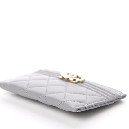 Chanel Lambskin Quilted Boy Card Holder Grey 6 of 10
