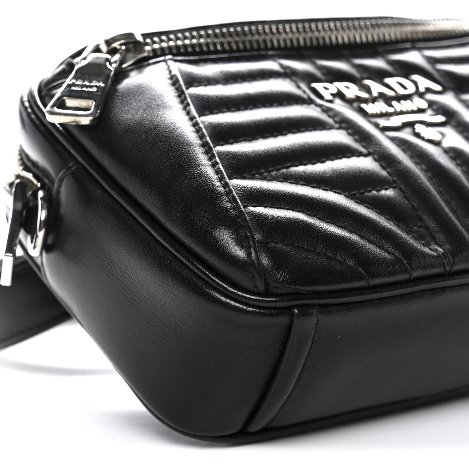 Prada Soft Calfskin Diagramme Belt Bag Black 9 of 10