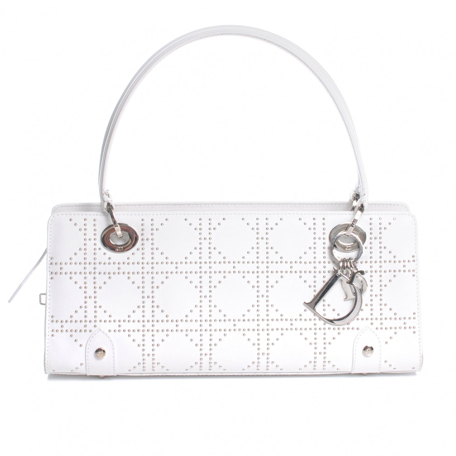 Christian Dior Lambskin Cannage Studded East West Lady Dior White 1 of 8