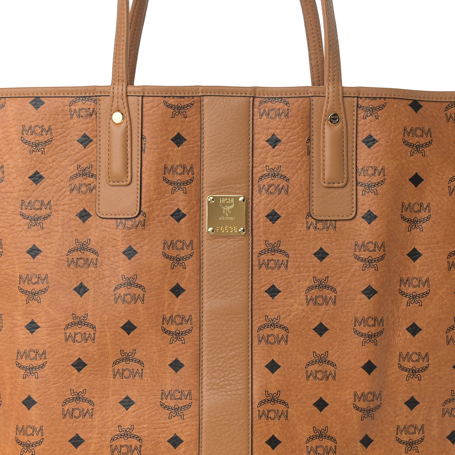 MCM Visetos Large Liz Reversible Shopper Tote Cognac 10 of 16