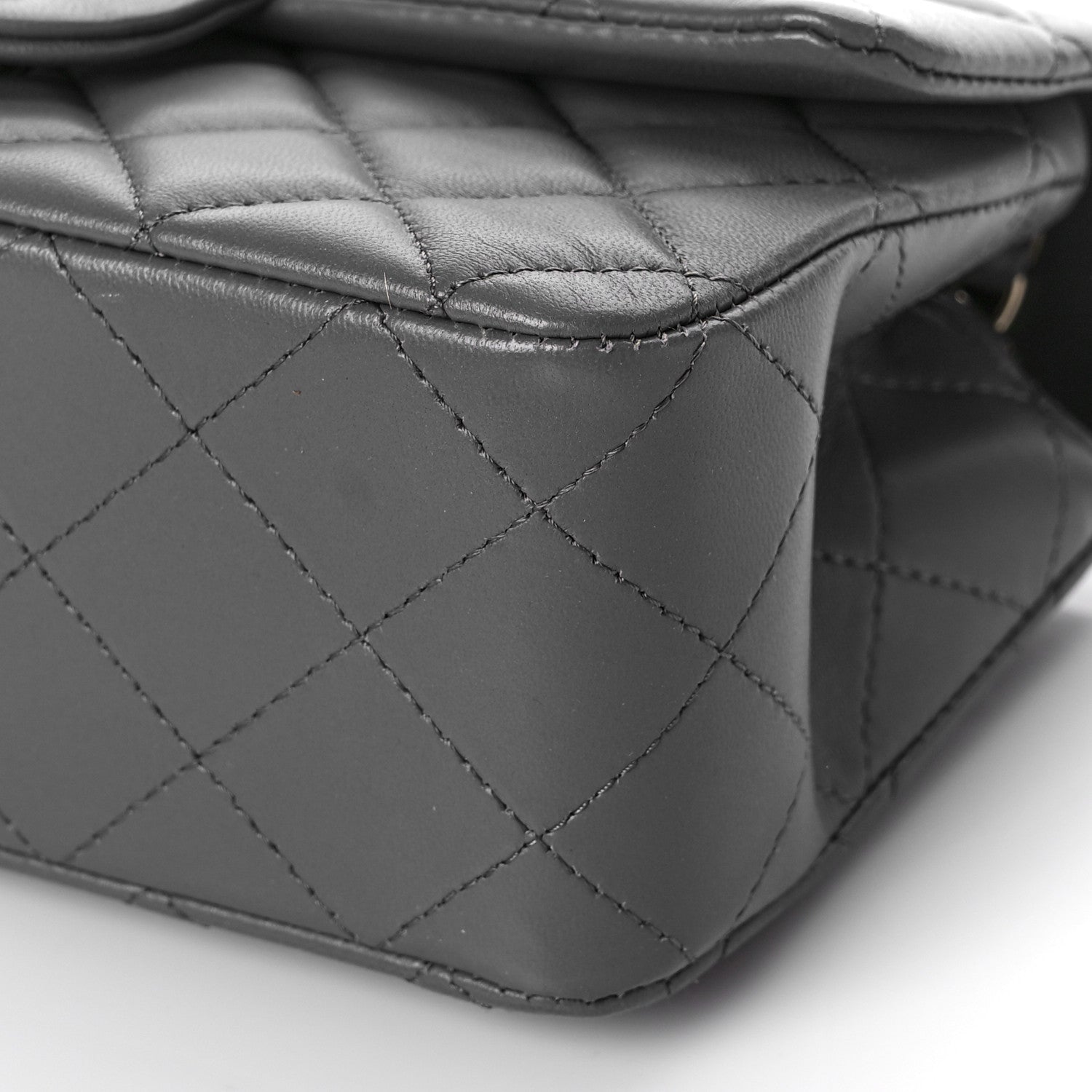 Chanel Lambskin Quilted Mini Rectangular Flap Dark Grey 9 of 9
