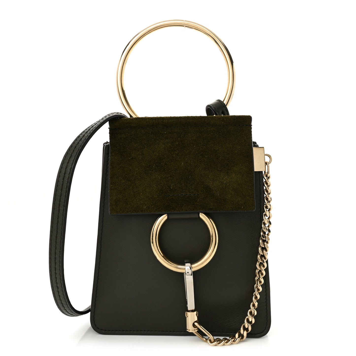 Suede Calfskin Mini Faye Bracelet Bag Deep Forrest
