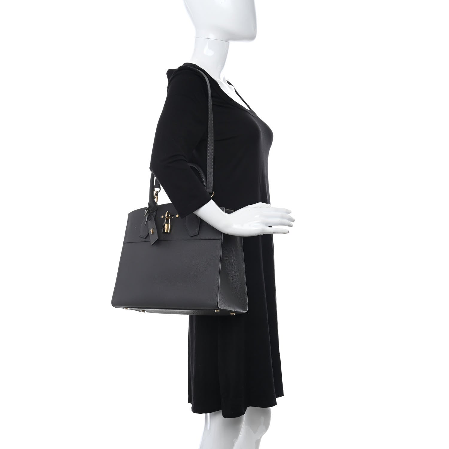 Louis Vuitton Taurillon City Steamer MM Gris 2 of 9