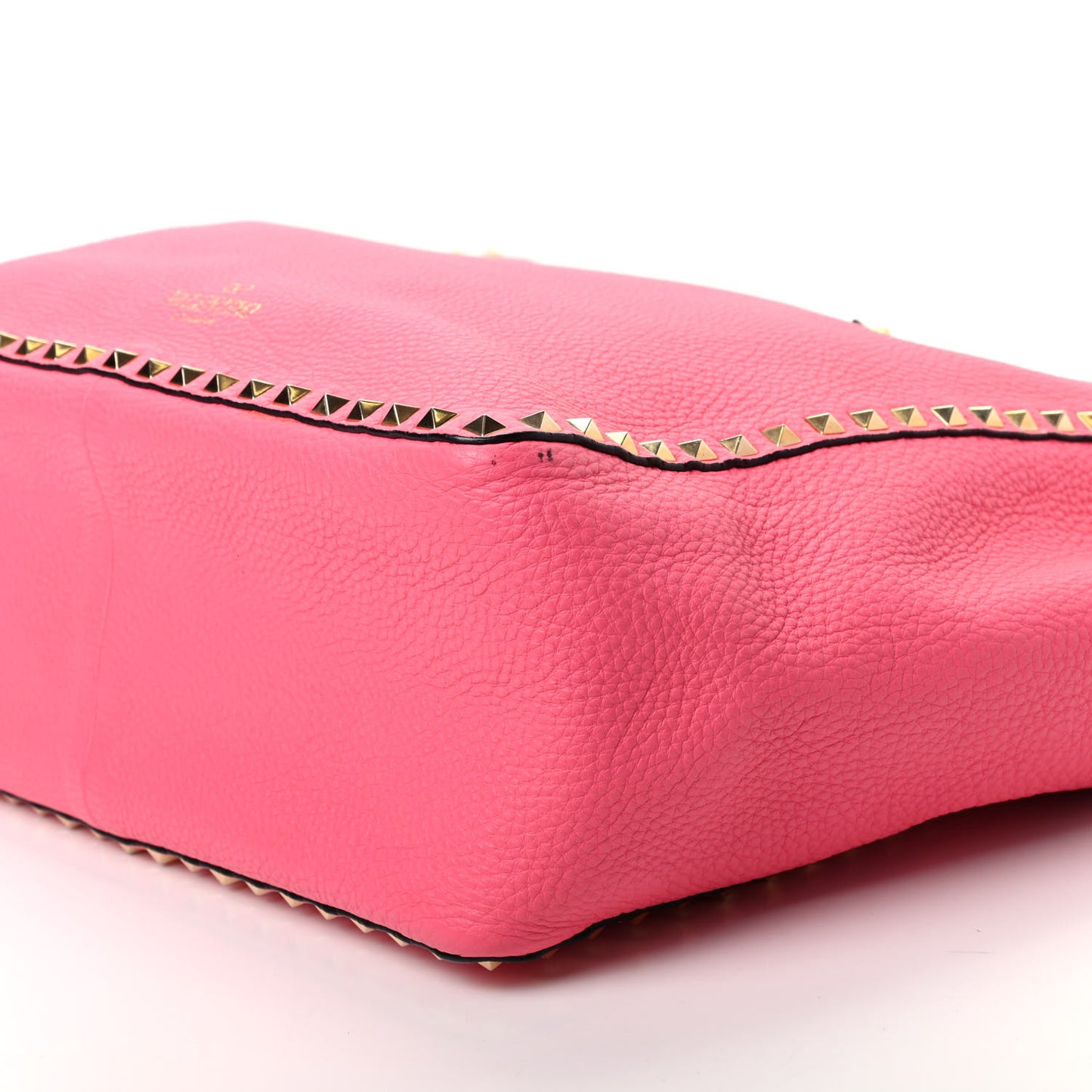 Grained Calfskin Large Rockstud Reversible Tote Pink Yellow