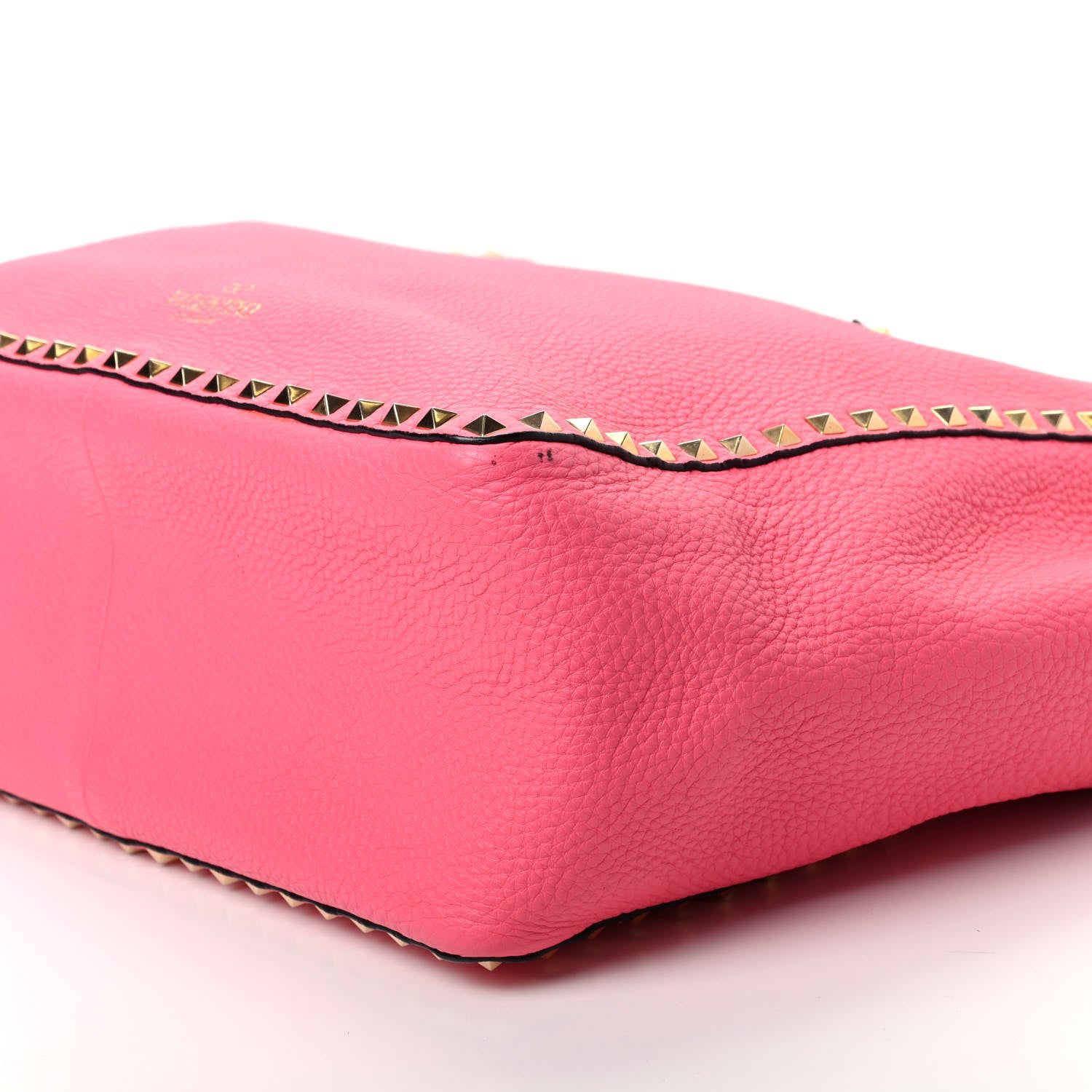 Valentino Garavani Grained Calfskin Large Rockstud Reversible Tote Pink Yellow 9 of 13