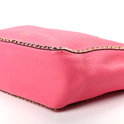 Valentino Garavani Grained Calfskin Large Rockstud Reversible Tote Pink Yellow 9 of 13