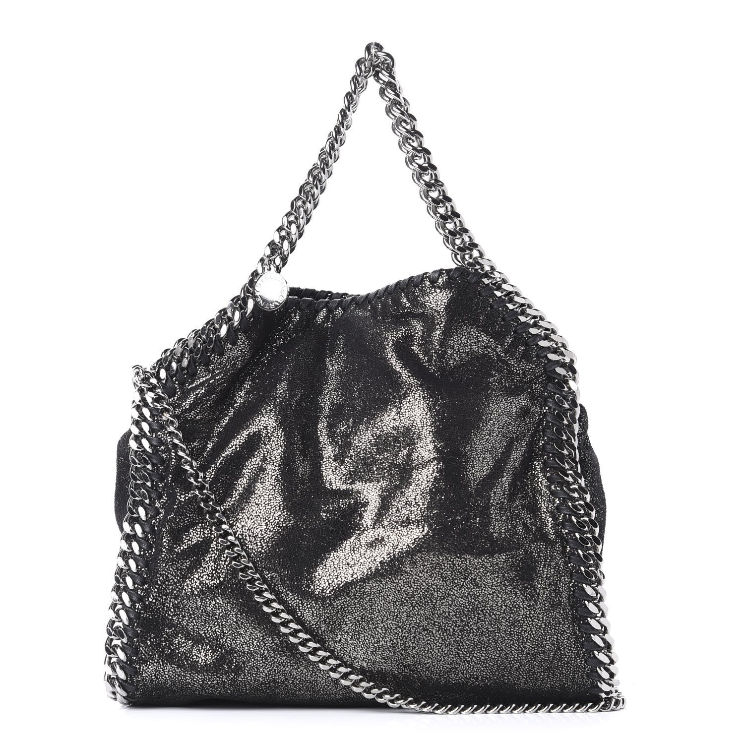 Stella McCartney Chamois Shiny Dotted Mini Falabella Fold Over Tote Ruthenium 1 of 10