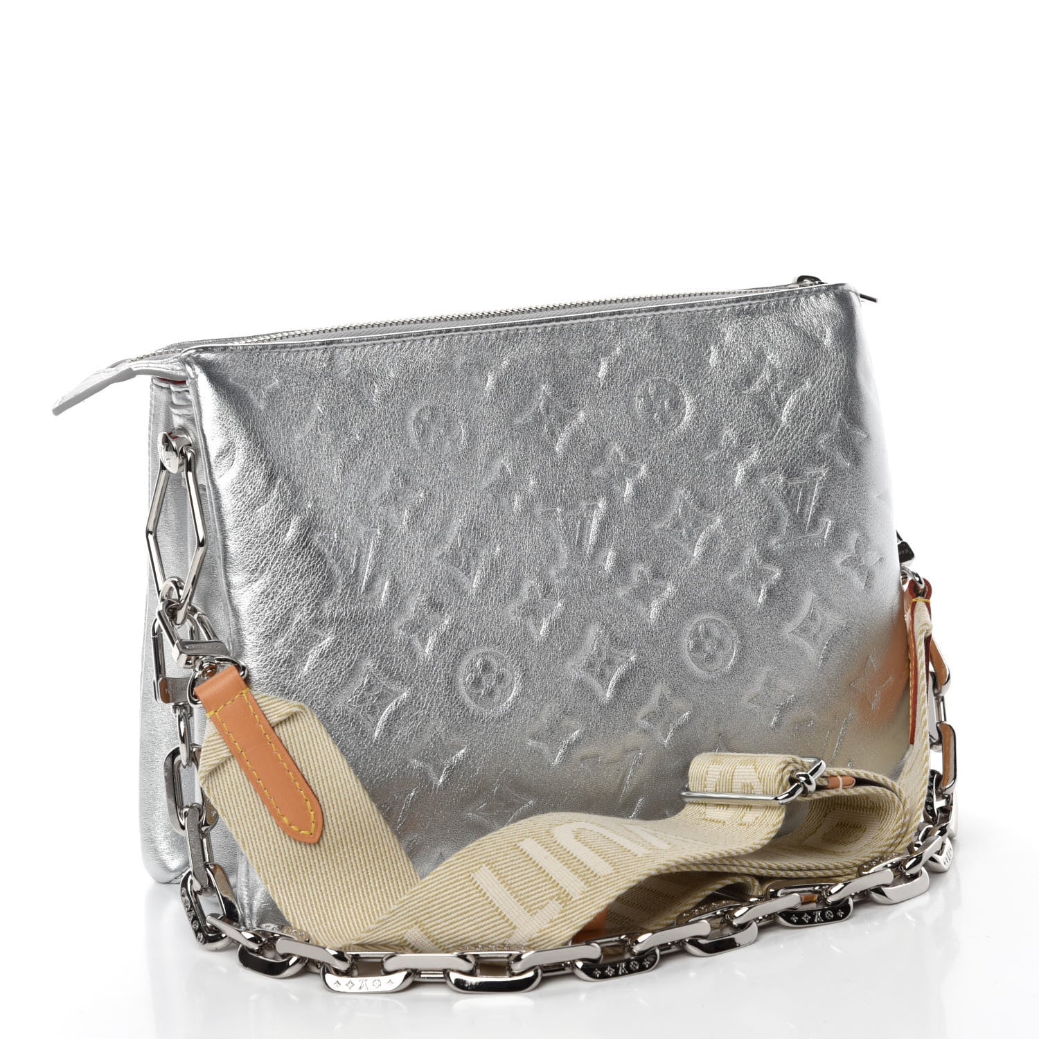 Louis Vuitton Metallic Lambskin Embossed Monogram Coussin PM Silver 3 of 10