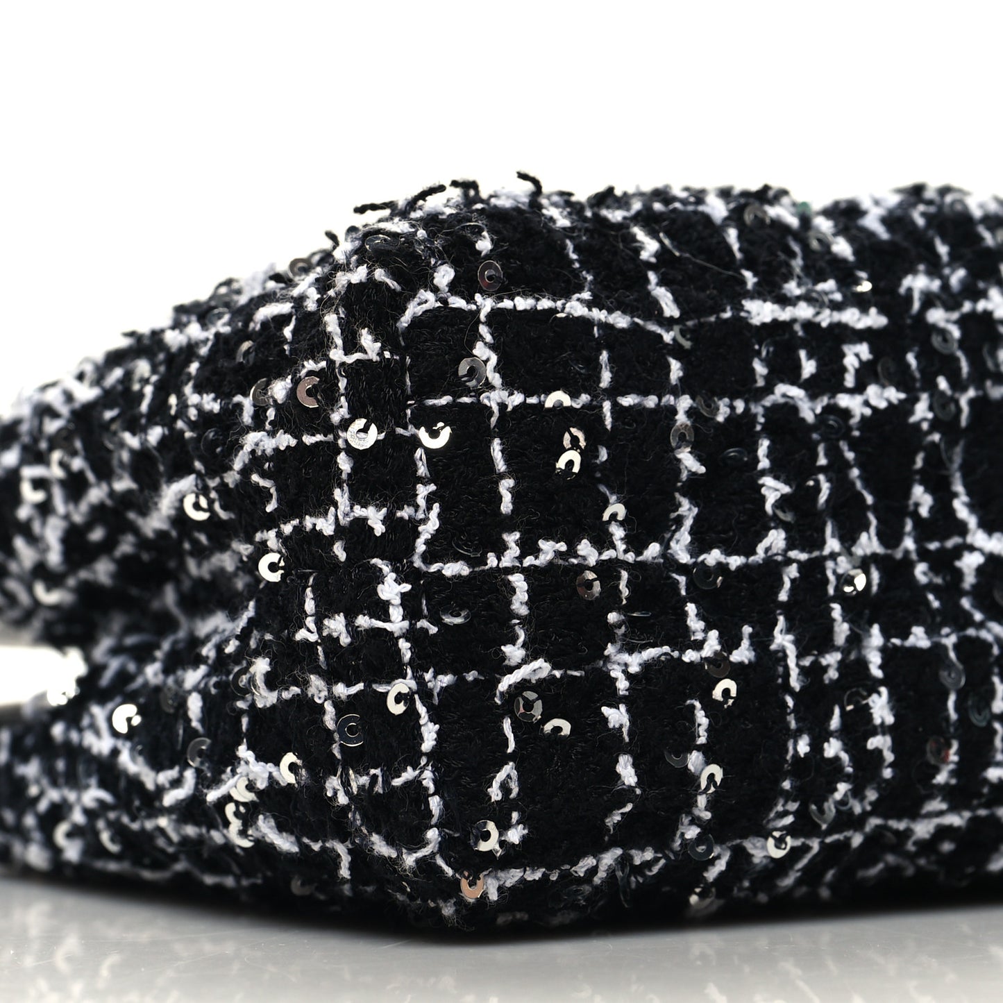Tweed Quilted Nano Kelly Shopper Black White