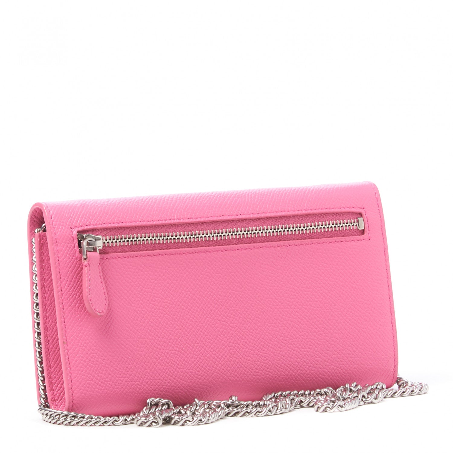 Balenciaga Signature Grained Calfskin Logo Ville Wallet on Chain Bubble Gum Black 3 of 9