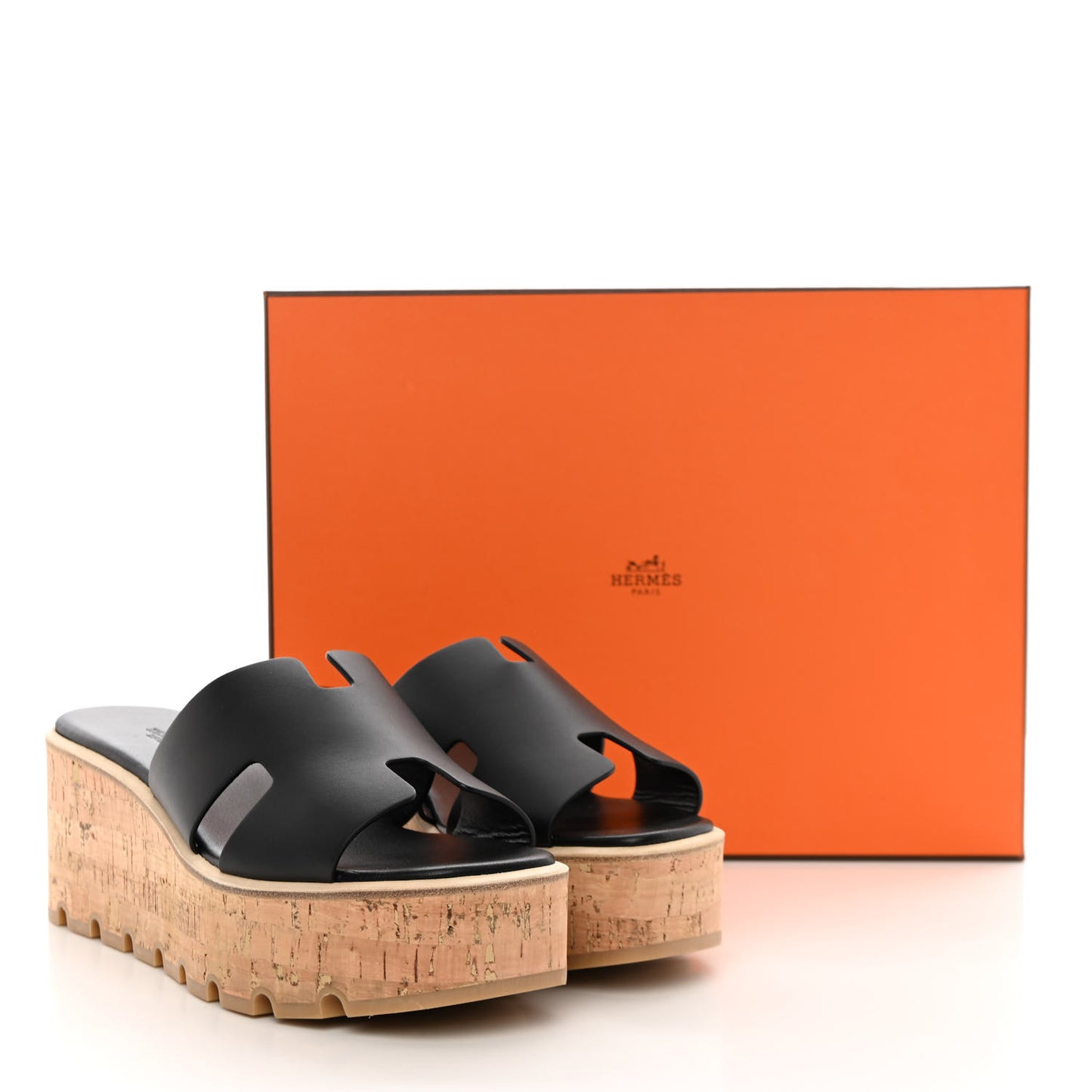 Calfskin Cork Eze 30 Sandals 40 Black